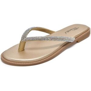 Women Rhinestone Silver Flip Flops Sparkly Comfortable Sandals Size 6-New in Box
